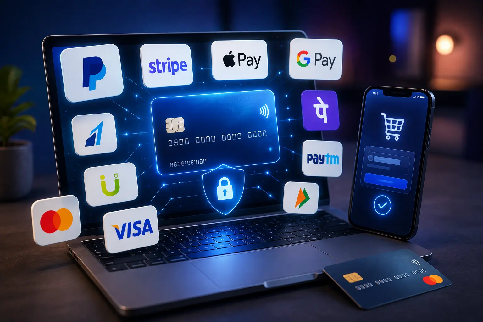 Payment gateway options configured at checkout on a Shopify store
