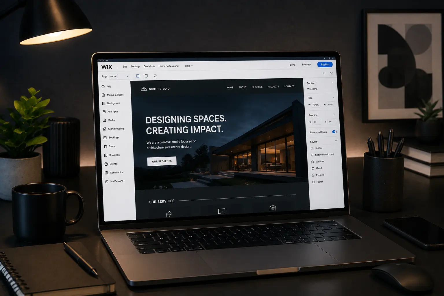 Wix website design services custom layout shown on desktop and mobile